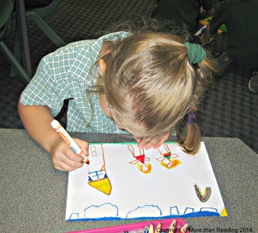 First day, girl drawing